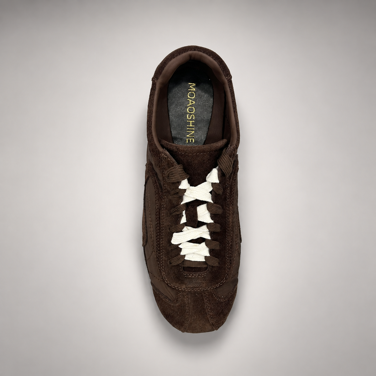 Dark Brown Suede Low-Top Lace-Up Sneakers top view
