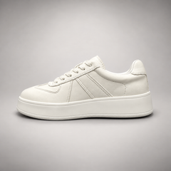 White Leather Lace-Up Platform Sneakers opposite side