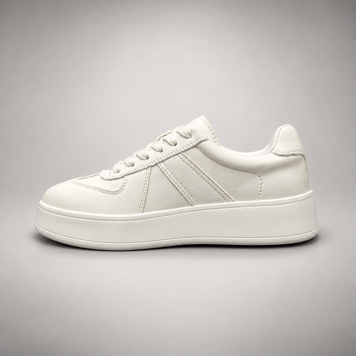 White Leather Lace-Up Platform Sneakers opposite side
