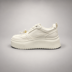 White Leather Chunky Platform Sneakers opposite side