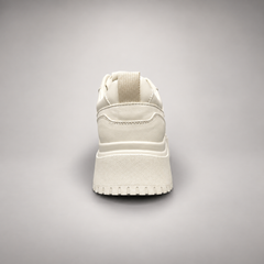 White Leather Chunky Platform Sneakers rear view