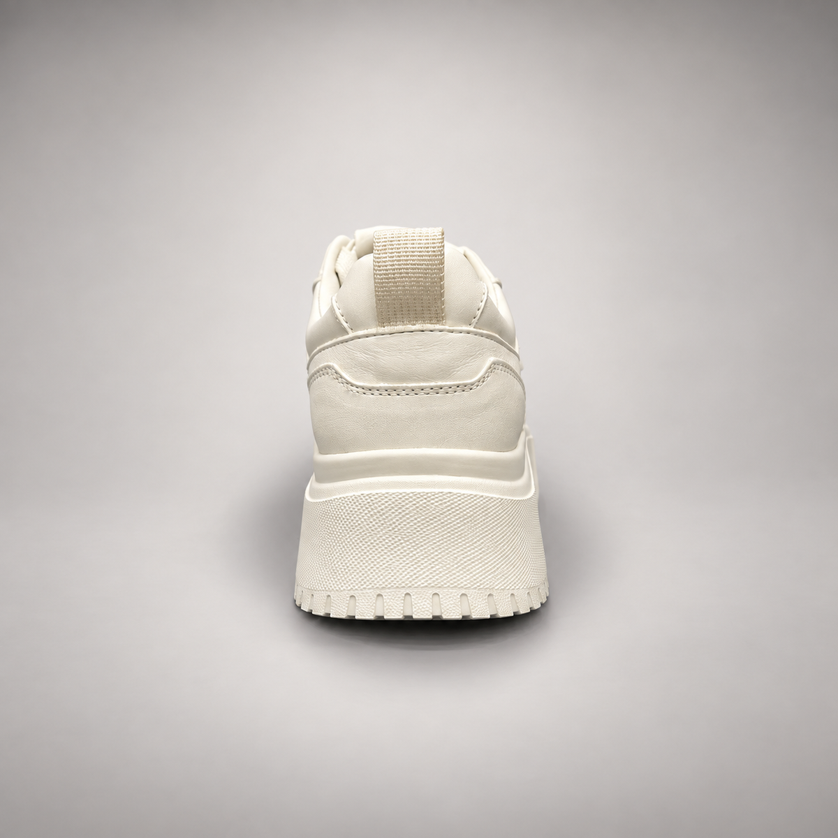 White Leather Chunky Platform Sneakers rear view