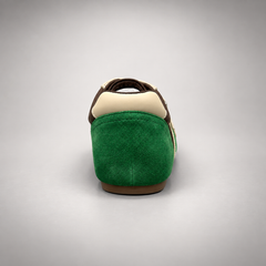 Green and Brown Suede Buckle-Detail Sneakers rear view