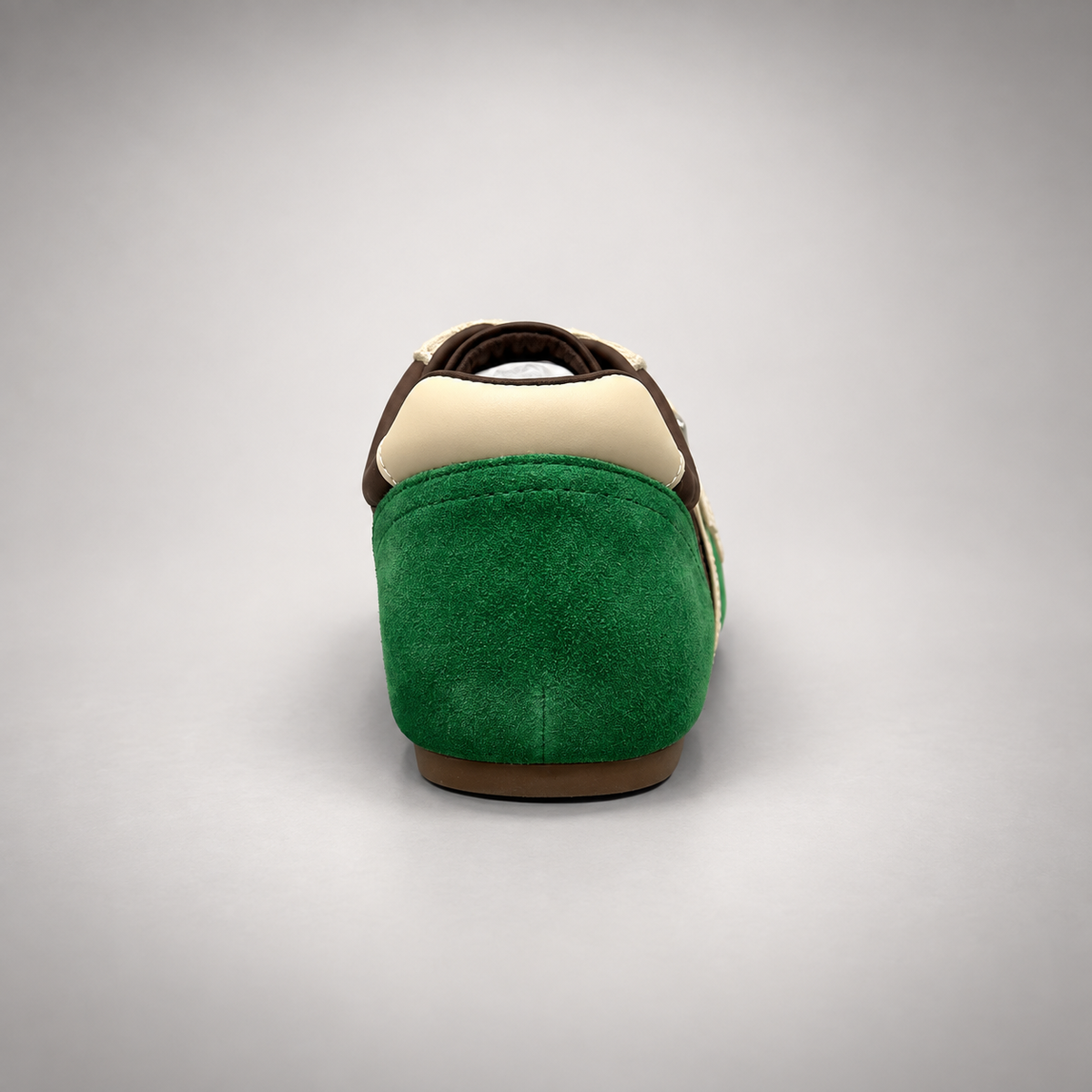 Green and Brown Suede Buckle-Detail Sneakers rear view