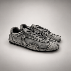 Gray Suede Retro Lace-Up Sneakers pair view