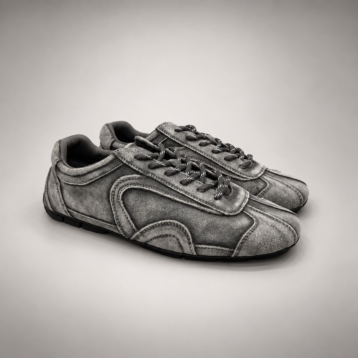 Gray Suede Retro Lace-Up Sneakers pair view