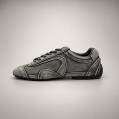 Gray Suede Retro Lace-Up Sneakers opposite side