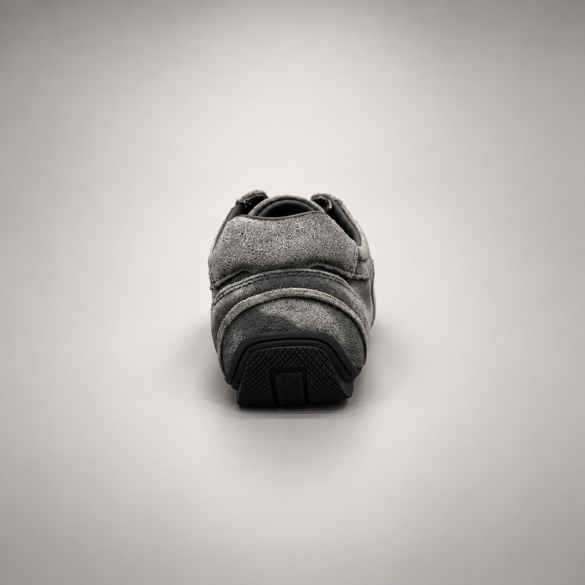Gray Suede Retro Lace-Up Sneakers rear view