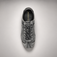 Gray Suede Retro Lace-Up Sneakers top view