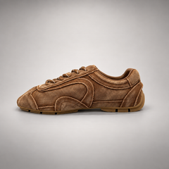Brown Suede Retro Lace-Up Sneakers opposite side