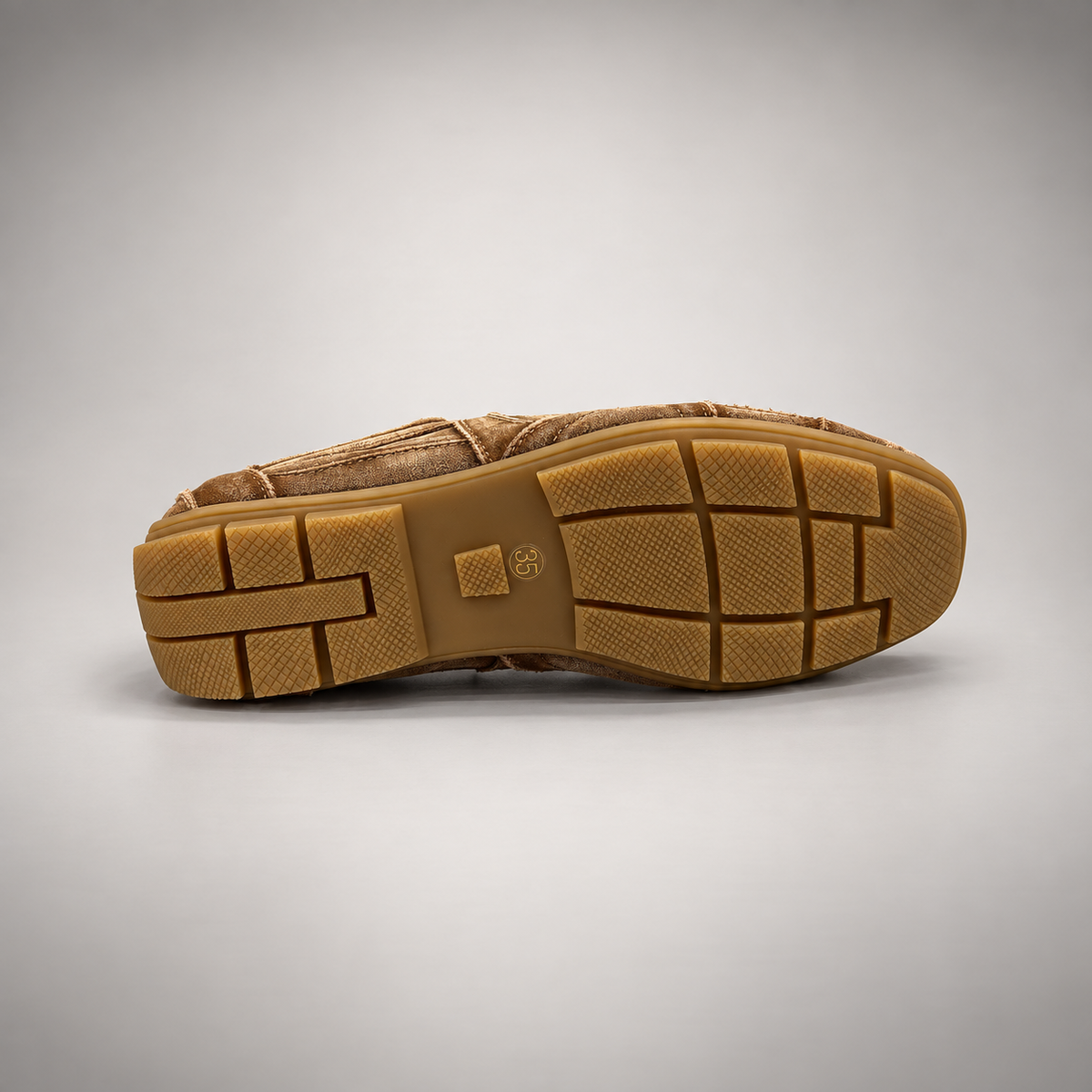 Brown Suede Retro Lace-Up Sneakers outsole view