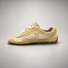 Beige Suede Retro Lace-Up Sneakers opposite side