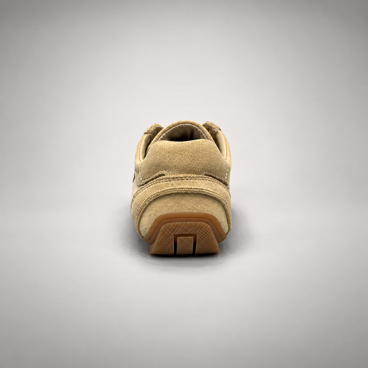 Beige Suede Retro Lace-Up Sneakers rear view