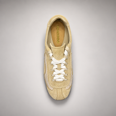Beige Suede Retro Lace-Up Sneakers top view