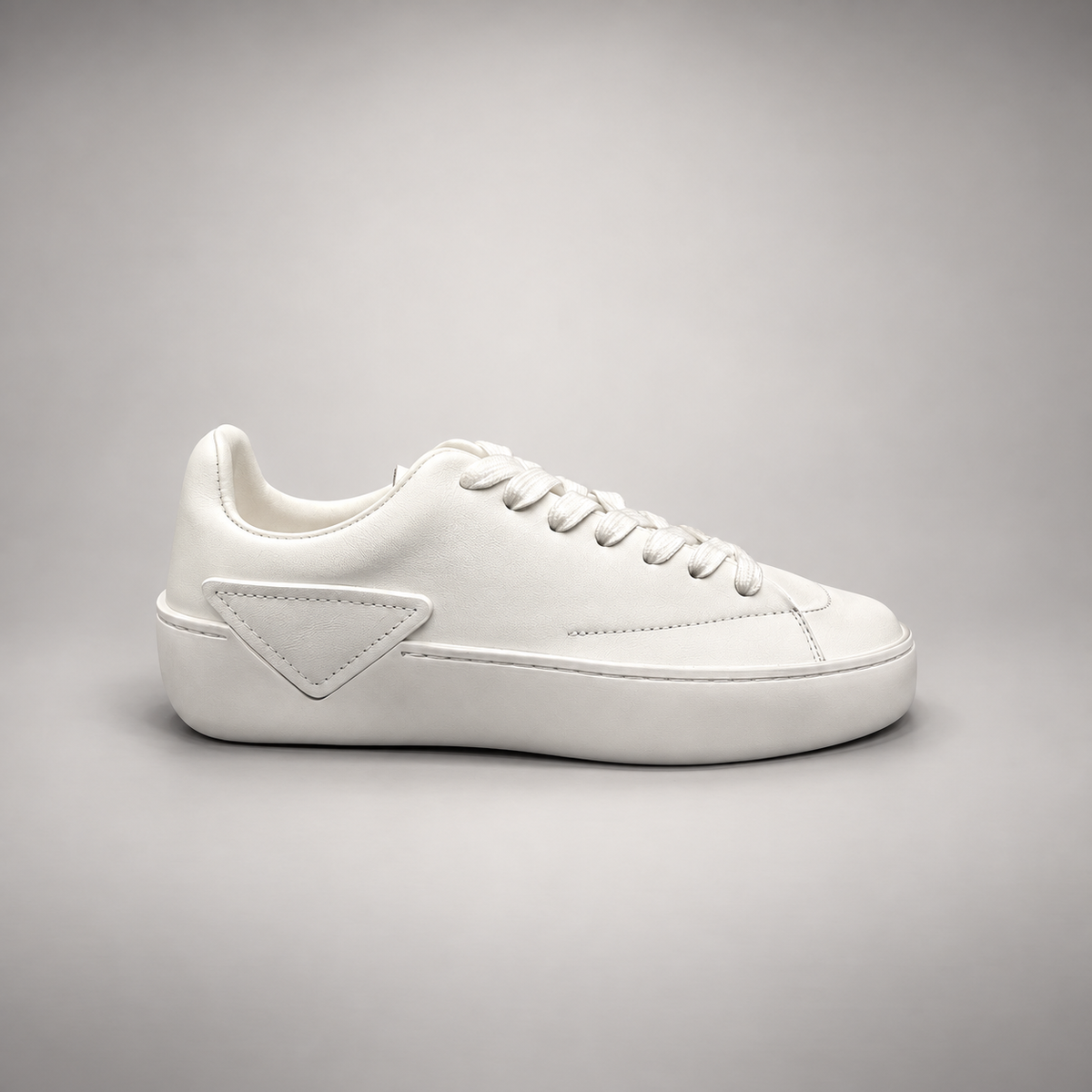 White Leather Minimal Lace-Up Sneakers side view