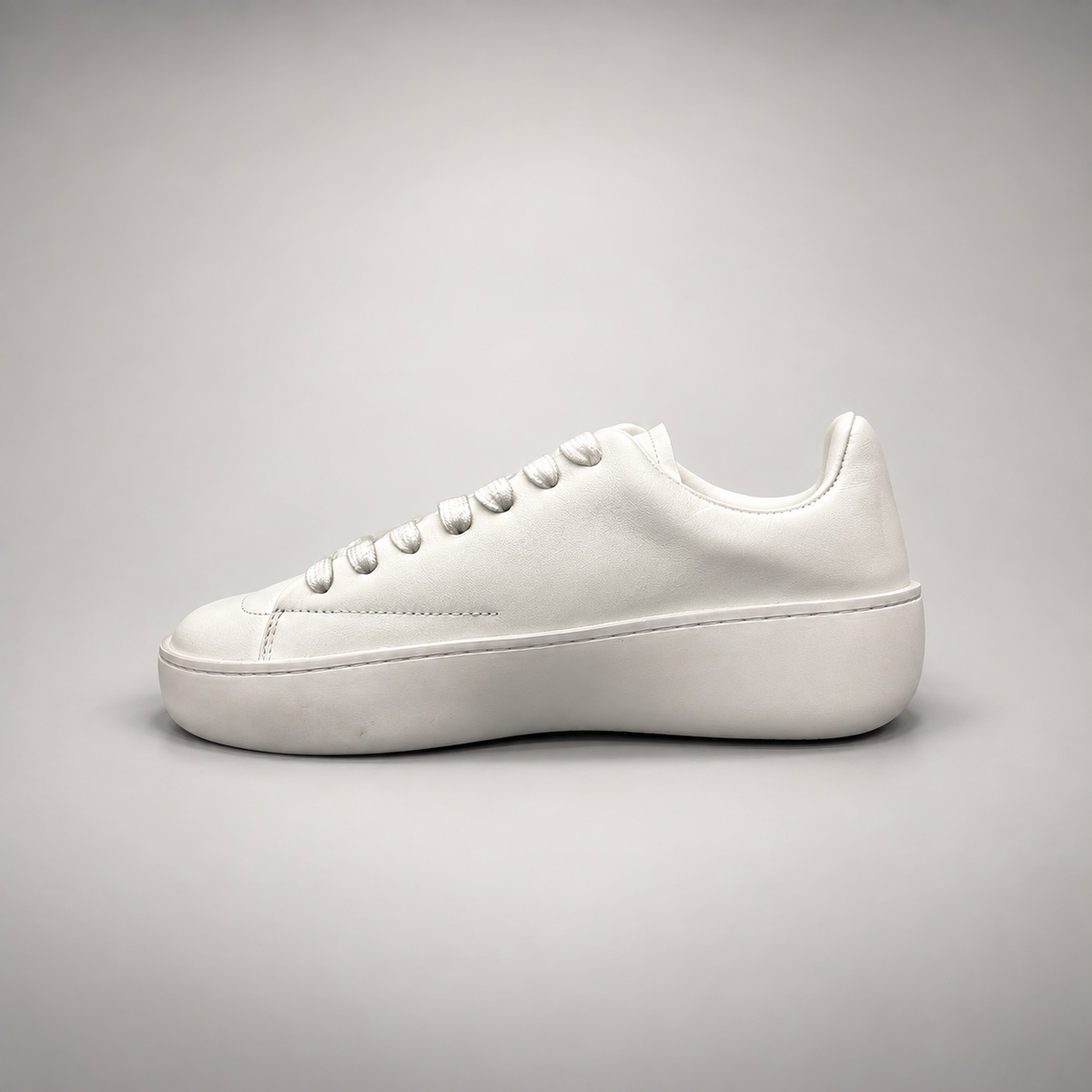 White Leather Minimal Lace-Up Sneakers opposite side