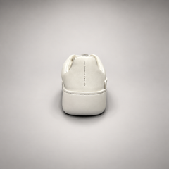 White Leather Minimal Lace-Up Sneakers rear view