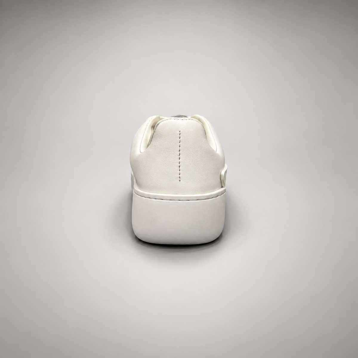 White Leather Minimal Lace-Up Sneakers rear view