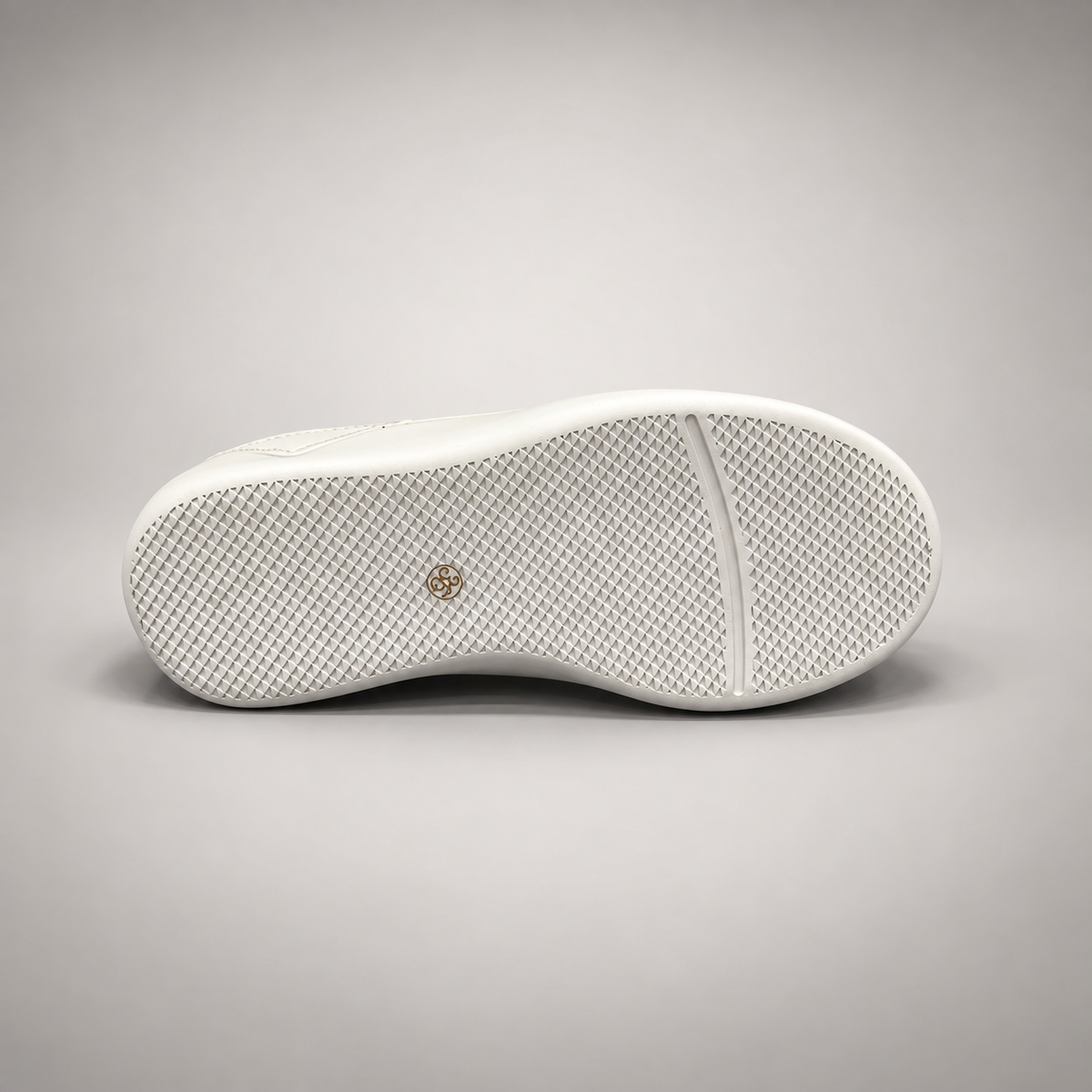 White Leather Minimal Lace-Up Sneakers outsole view