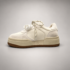 Cream Leather Chunky Lace-Up Sneakers opposite side