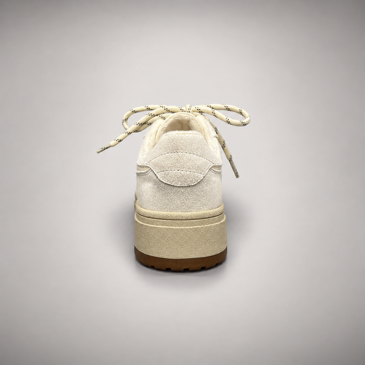 Cream Leather Chunky Lace-Up Sneakers rear view