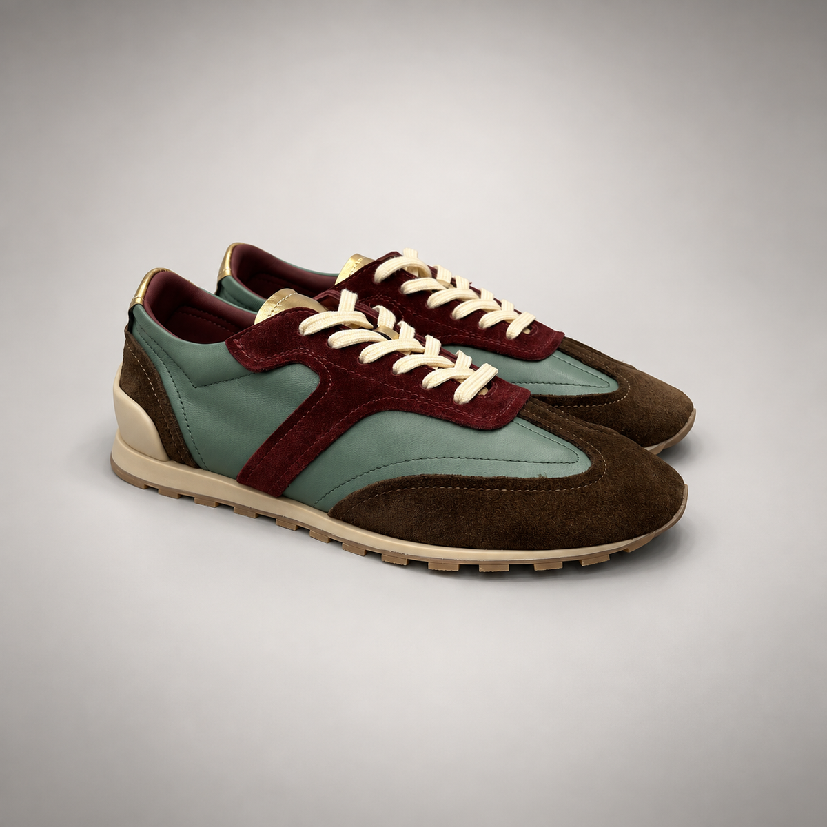 Multicolor Suede Panel Lace-Up Sneakers pair view