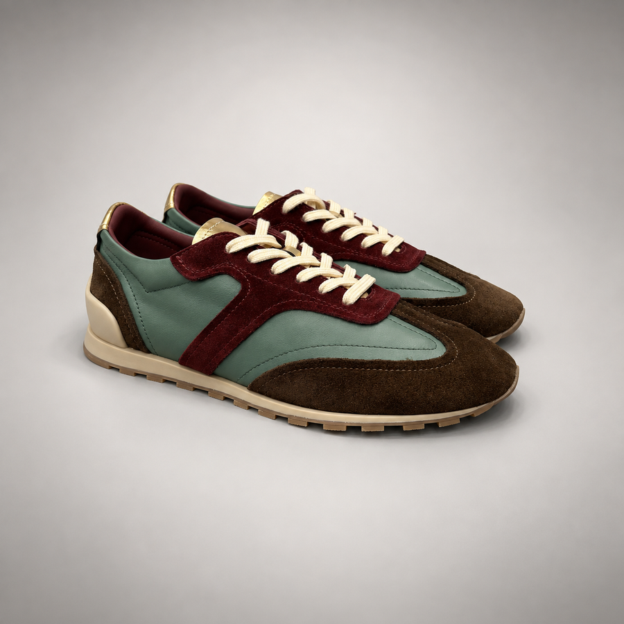 Multicolor Suede Panel Lace-Up Sneakers pair view