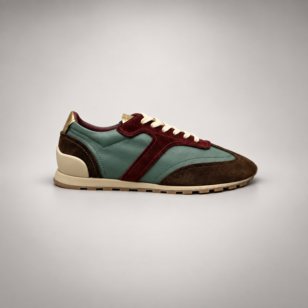 Multicolor Suede Panel Lace-Up Sneakers side view