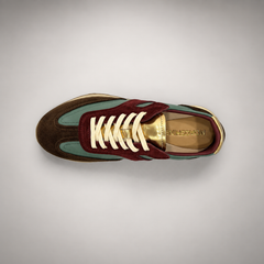 Multicolor Suede Panel Lace-Up Sneakers top view