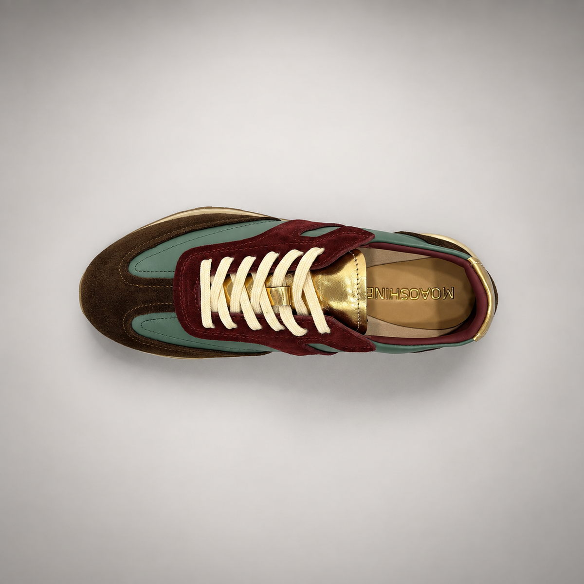 Multicolor Suede Panel Lace-Up Sneakers top view
