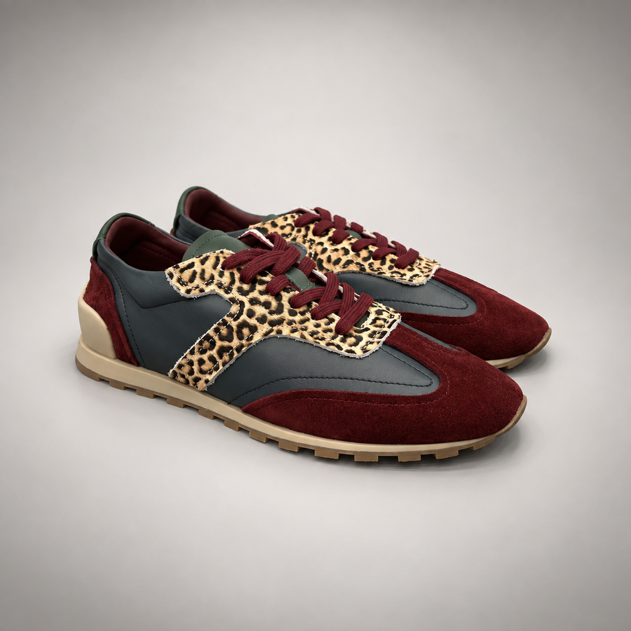 Multicolor Suede Leopard-Panel Sneakers pair view