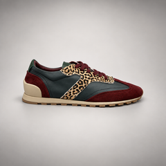 Multicolor Suede Leopard-Panel Sneakers side view
