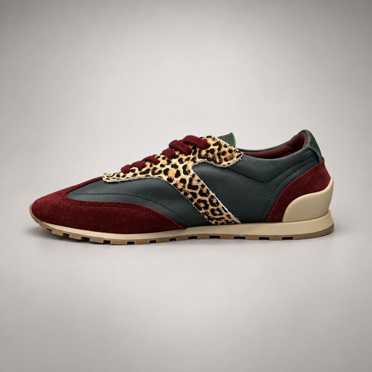 Multicolor Suede Leopard-Panel Sneakers opposite side