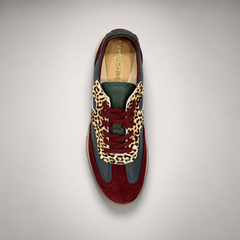Multicolor Suede Leopard-Panel Sneakers top view