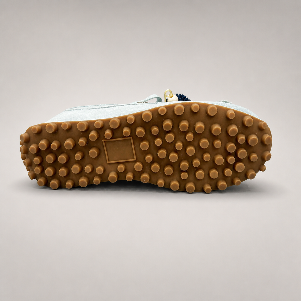 Light Blue moccasin sneaker outsole view showing the rubber outsole