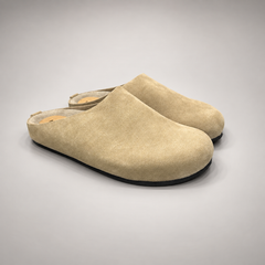 Beige calf suede slip-on mules product view 1