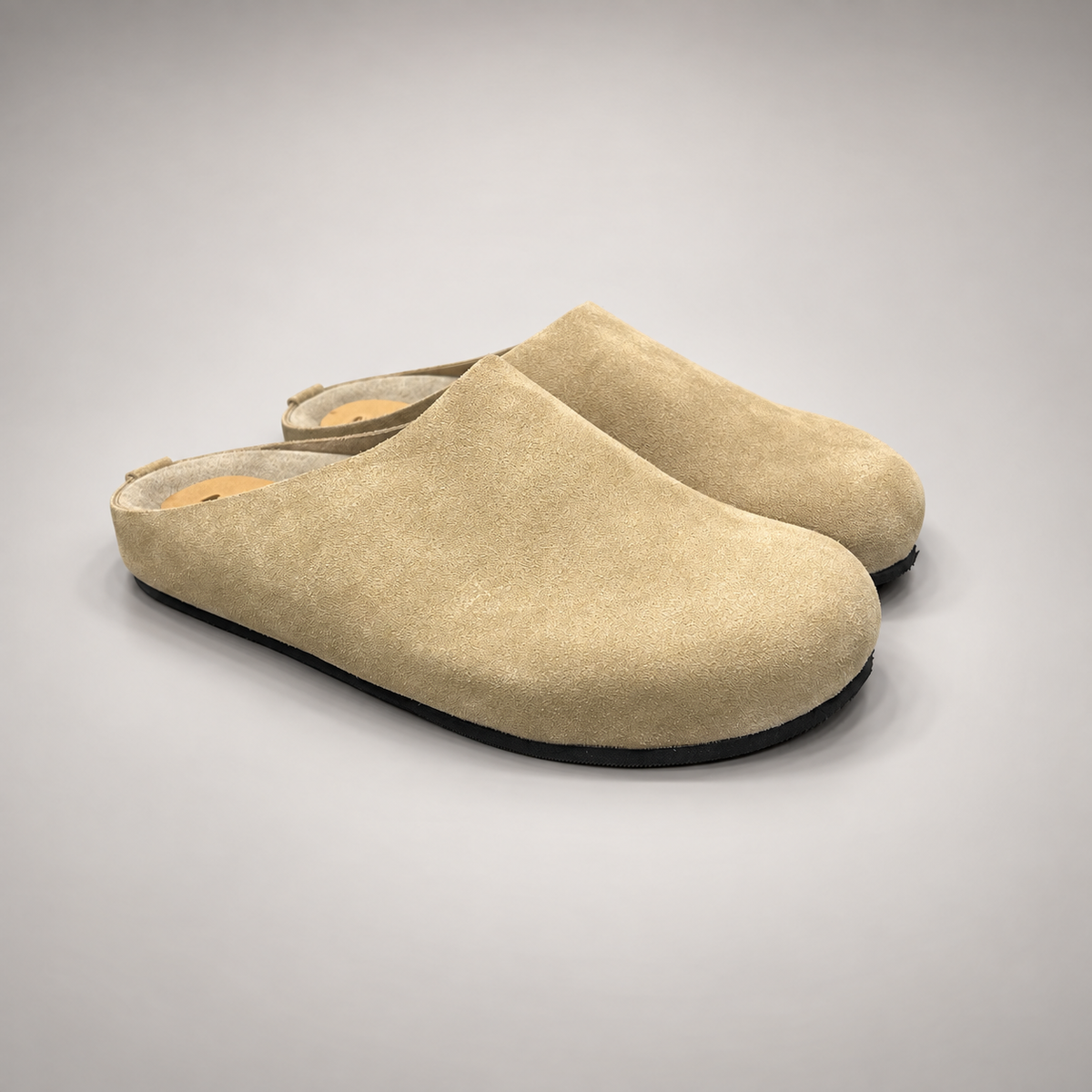 Beige calf suede slip-on mules product view 1