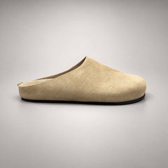 Beige calf suede slip-on mules product view 3