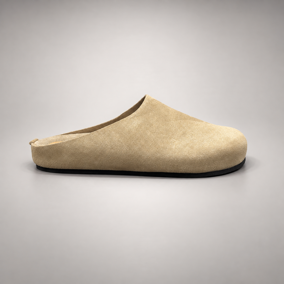 Beige calf suede slip-on mules product view 3