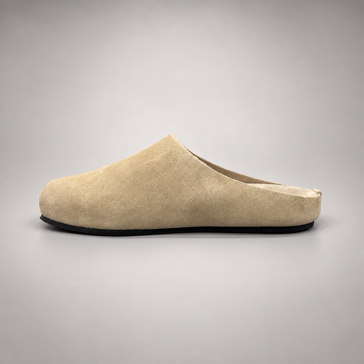 Beige calf suede slip-on mules product view 4