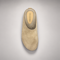 Beige calf suede slip-on mules product view 6