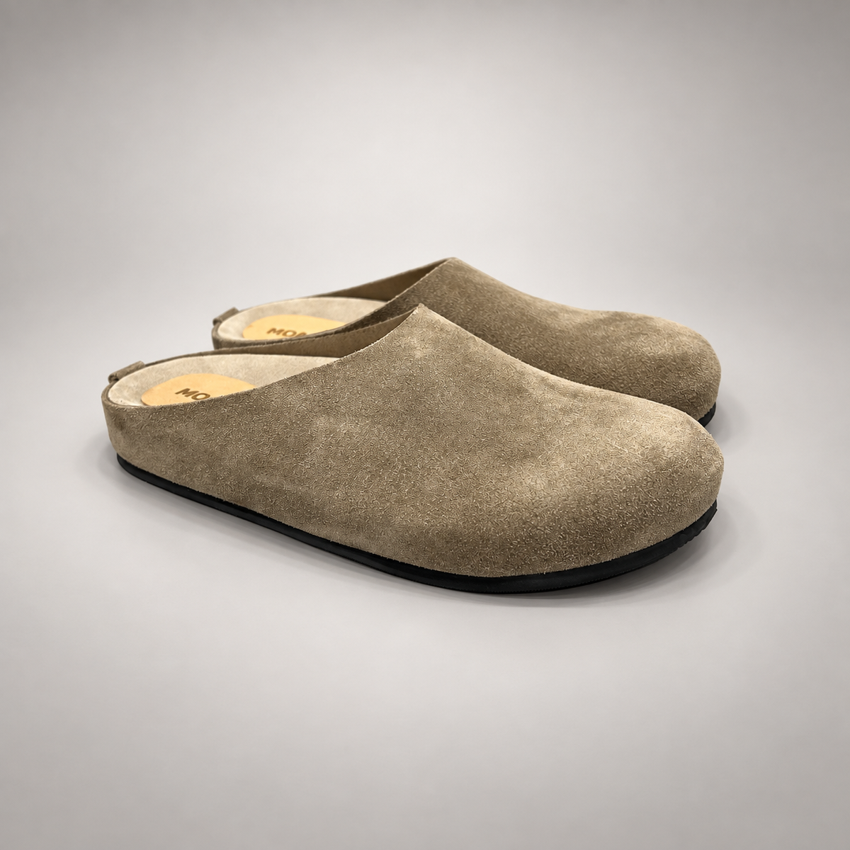 Taupe calf suede slip-on mules product view 1
