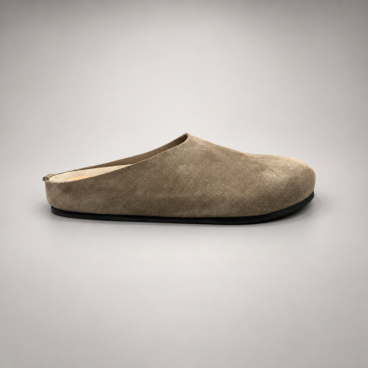 Taupe calf suede slip-on mules product view 3