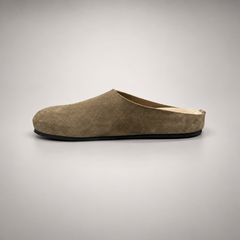 Taupe calf suede slip-on mules product view 4
