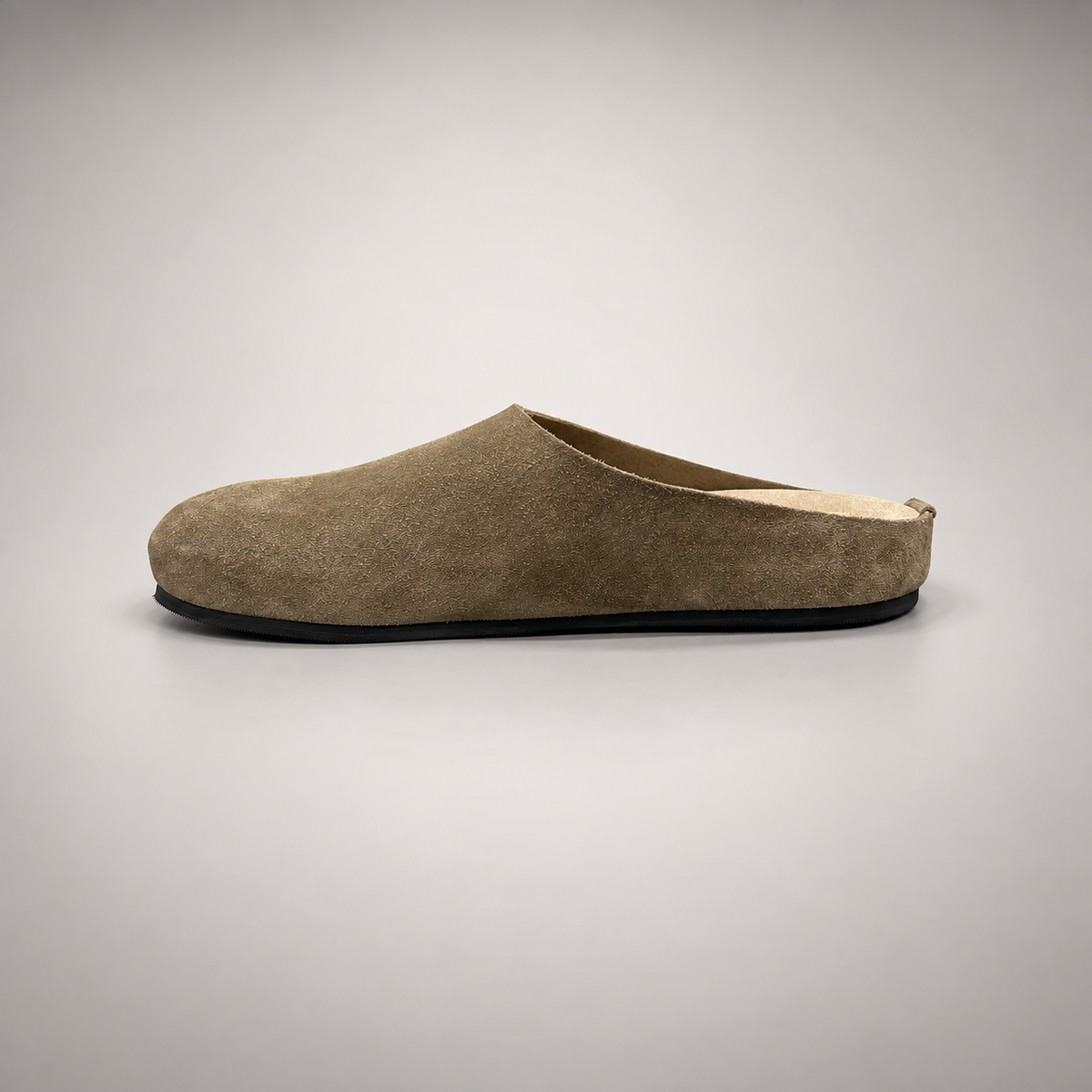 Taupe calf suede slip-on mules product view 4