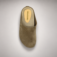 Taupe calf suede slip-on mules product view 6