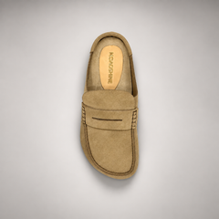 Beige calf suede penny-loafer mules product view 5