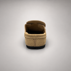 Beige calf suede penny-loafer mules product view 7