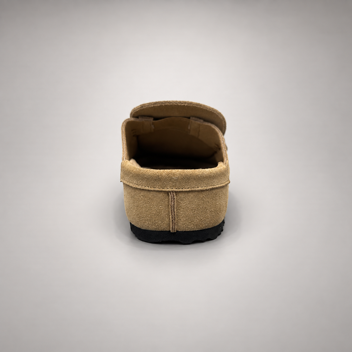 Beige calf suede penny-loafer mules product view 7