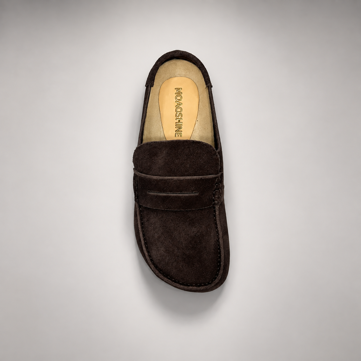 Dark brown calf suede penny-loafer mules product view 5